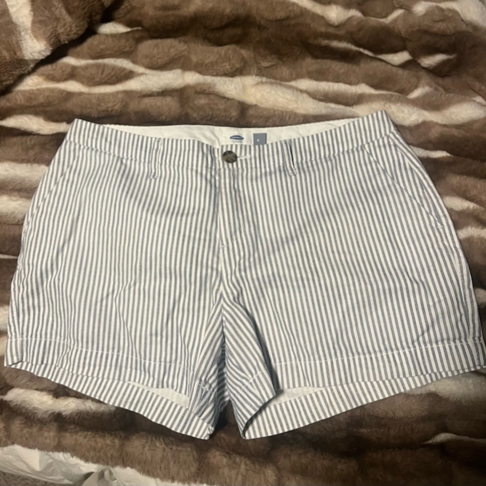 Old Navy Blue & White Striped Cotton-Blend Shorts